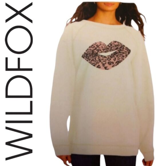 WILDFOX STATEMENT SWEATSHIRTS- CHEETAH, LEOPARD LIP PRINT SWEATSHIRTS - Picture 1 of 13